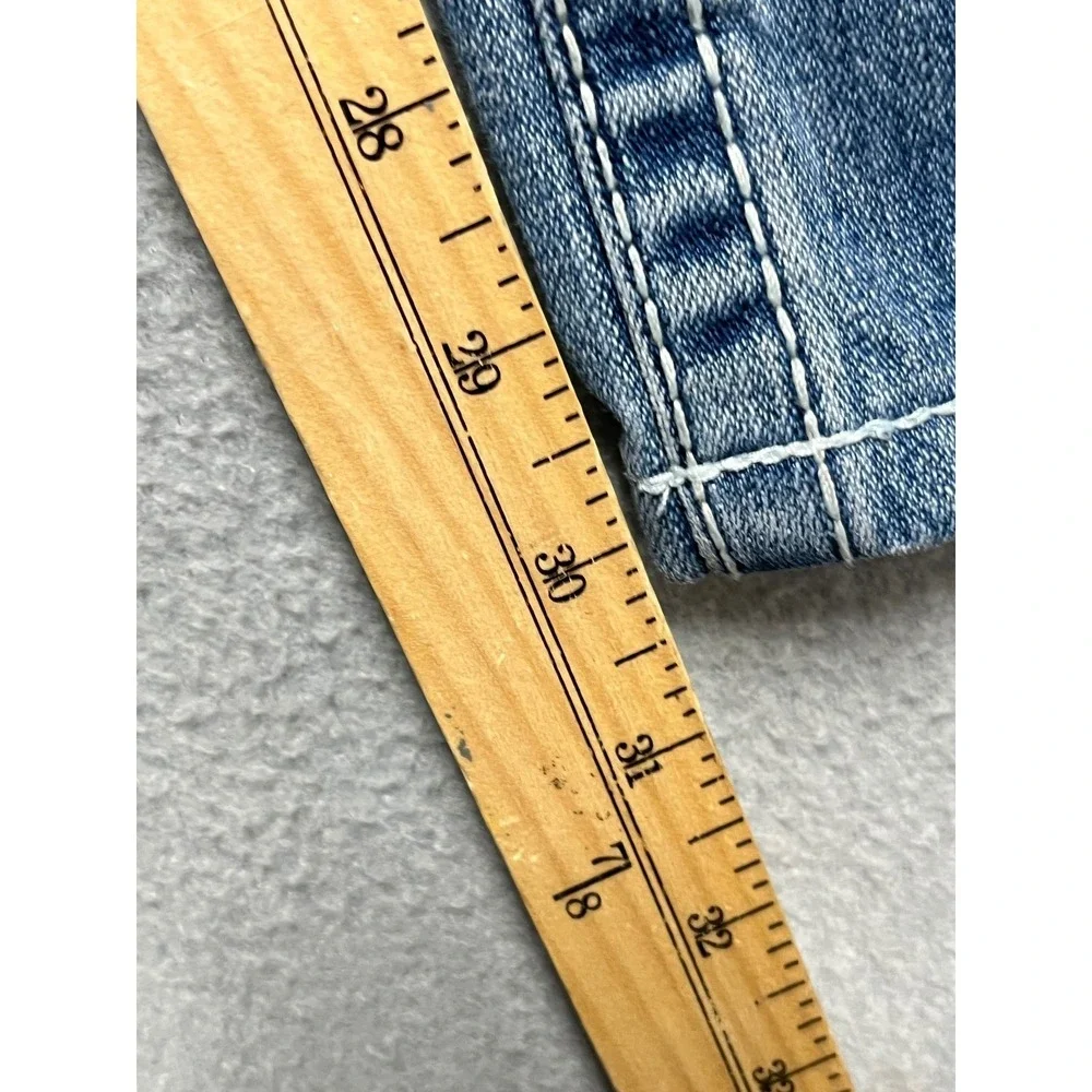 True Religion Ricky Big T Straight Leg XL 38x30 Jeans Light Wash White Stitch